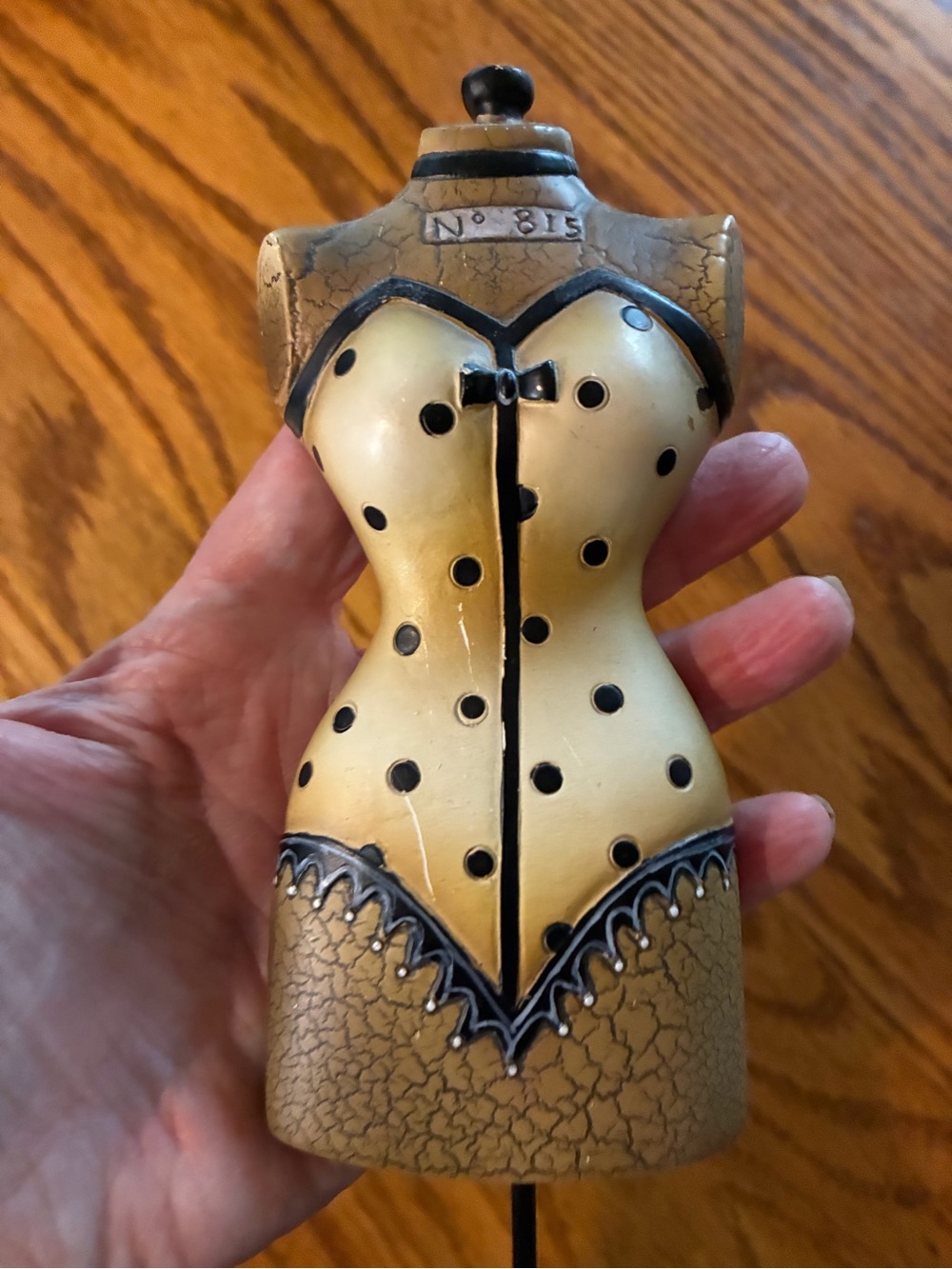 Cream and Black Polka-Dot Dress Form Accent